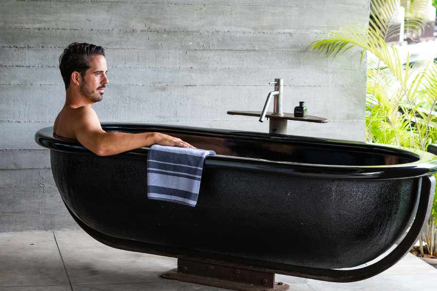 taking a bath