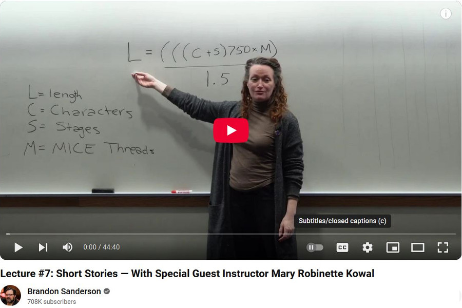 Lecture on writing a good short story by Mary Robinette Kowal